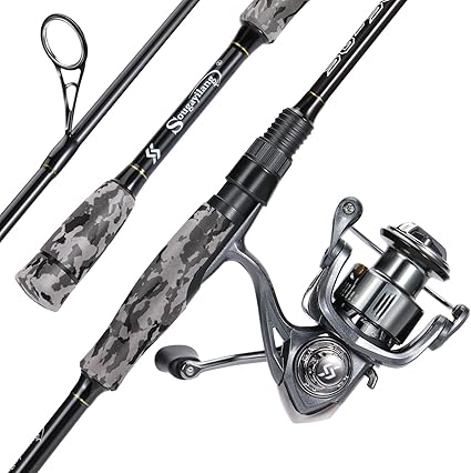 Fishing Rod and Reel Combo, Stainless Steel Guides Fishing Pole with Spinning Reel Combo for Bass Fishing