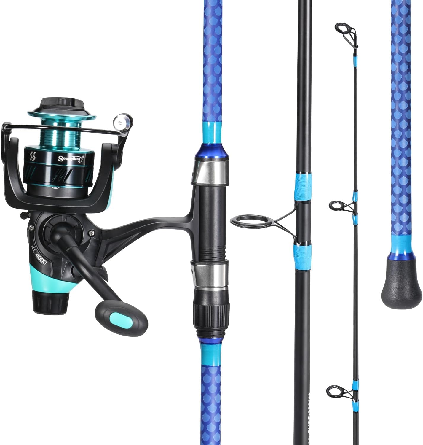 3 Piece Baitfeeder Combo Surf Fishing Rod Combo Medium/Heavy Travel Spinning Rod with 4000 Size Reel (9'/10'/11'/12')