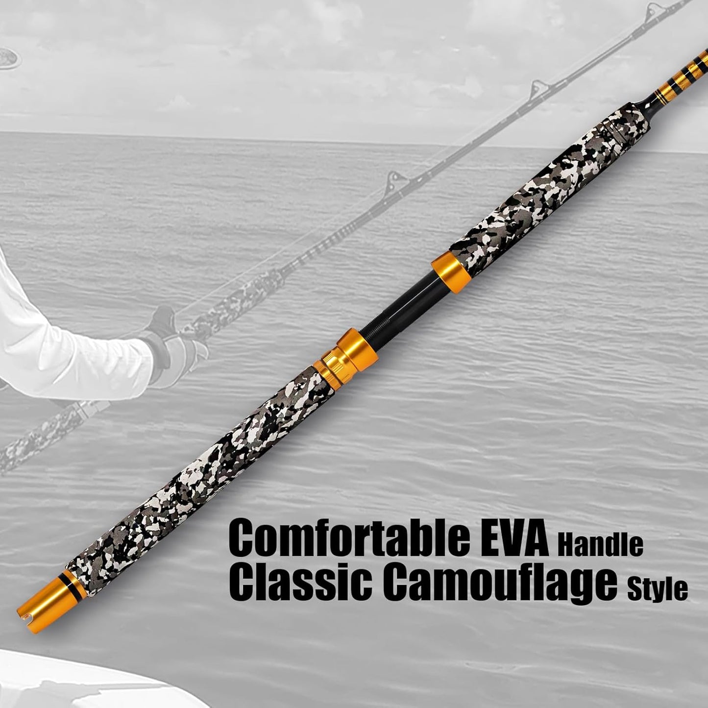 1-Piece Saltwater Offshore Trolling Rod 6-Feet Big Game Rod Conventional Boat Fishing Pole